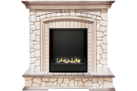 Биокамин в портале Firezo Preston Белый слоновая кость с патиной