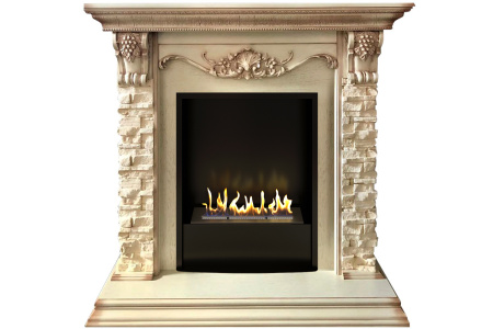 Биокамин в портале Firezo Luxemburg (каменный) Сланец Cлоновая кость с патиной