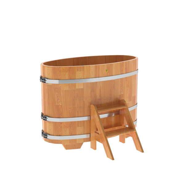 Купель овальная из сращенных ламелей лиственницы 0,69х1,31